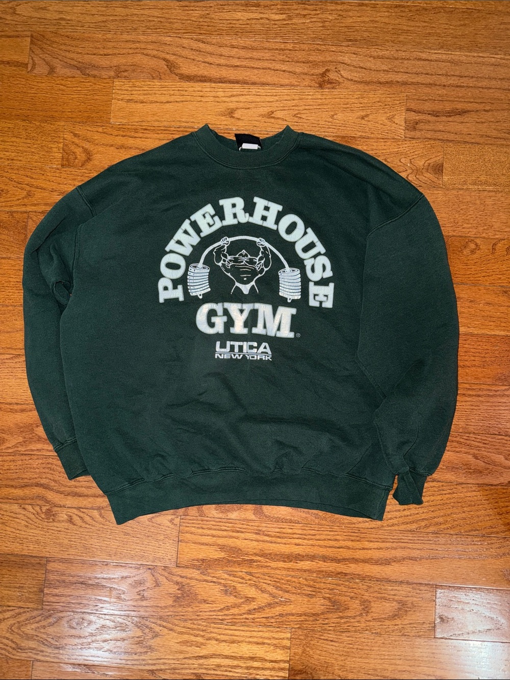 Vintage Power house gym Utica Dark Green Crewneck Sweatshirt